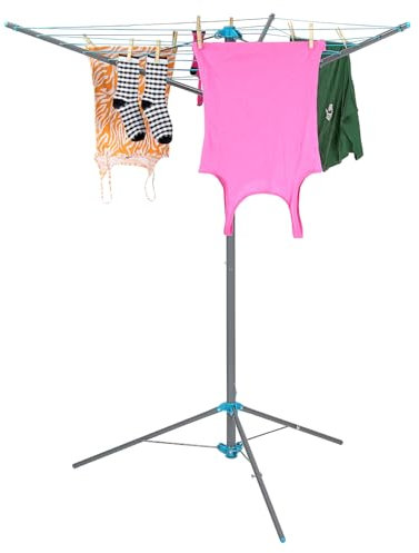 Taylor & Brown 18m Clothes Airer Clothes Drying Racks 3 Arm Rotary Washing Line Airer Portable Foldable Freestanding Clothes Line Indoor Outdoor Umbrella-Style Clothes Drying Rack