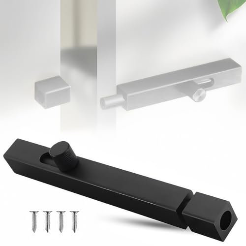 Black Bolt Lock, 6 Inch Door Bolt for Internal Doors, Sliding Gate Latch for Bathroom, Bedroom, Garden | Durable Shed Lock Hidden Hole Fit for Cupboards and Storage Units (Black, 6inch)