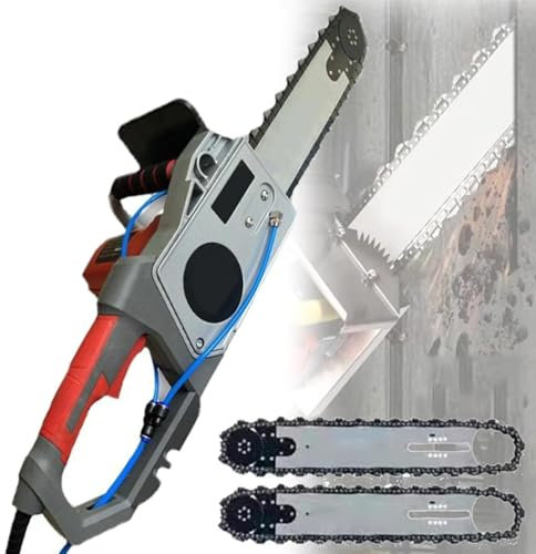 Electric Chainsaw, Handheld Diamond Chain Wall Cutte with 2 Chains/2 Guide Bar and Water Fed Dust Suppression, for Granite, Reinforced Concrete,480