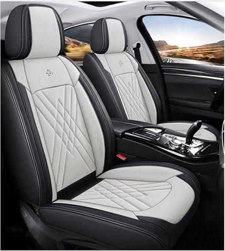 OKNGHPLIU 5 Sitzer Autositzbezüge Komplett Set für VW Tiguan Allspace R-Line 2021-2025, Allwetter Leder Schonbezüge Wasserdicht Sitzschoner Zubehör,A/Standard-A/Black-Beige