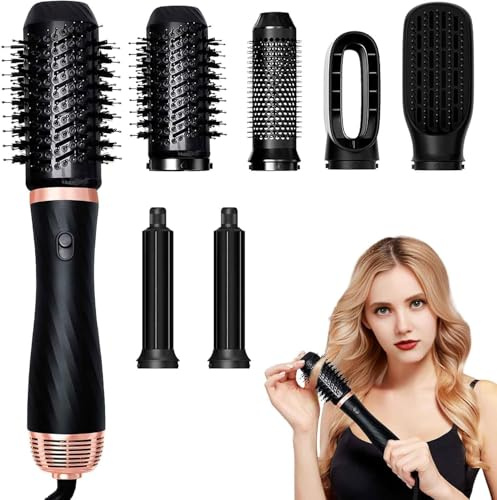 Warmluftbürste Rundbürstenföhn, 250℉-410℉ Föhnbürste, 6-in-1 Hairstyler Haartrockner Bürste Einem, Haartrockner Styler Volumizer 120103