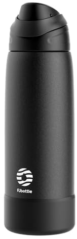 Fjbottle Gourde Isotherme Inox 750ml/1L Étanche Ouverture Facile (Noir, 1000 ml)