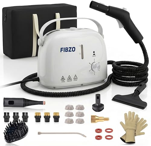 Fibzo Steam Cleaner Multi Portable Handheld Steamer for Home Kichen Car Upholstery Bed Furniture Bathroom Tile Grout Floor Cleaning Fast 20s Fast Heat-Up (20-piece (Steam Cleaner))