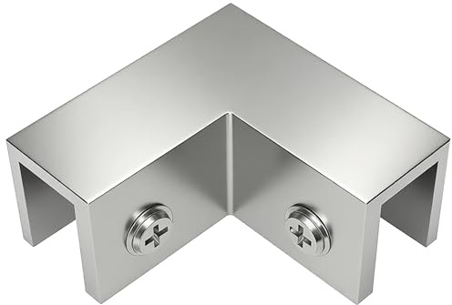 Ranbo Pince à verre à manchon à 90°, support en laiton massif robuste sans perçage, convient aux panneaux de verre de douche sans cadre de 8 à 12 mm, design de serrage réglable, matériel de salle de