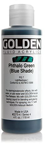 Or 0002270-4 4 oz - 118ml - Fluid Peinture acrylique Color Paint Bottle - Phthalo verte avec Blue Shade