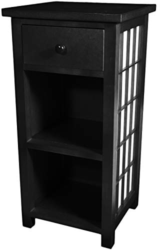 Oriental Furniture Shoji Beistelltisch mit Regalen, Schwarz