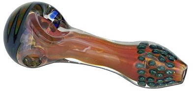 Handpfeife Glas bunt mit Perlen am Mundstück - L 120mm