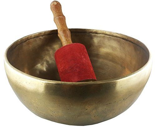 Tibetische Klangschale/Gebet Schalen/Rin Gong/Suzu Gongs – 20,3 cm Durchmesser mit Leder umwickelten Schlägel