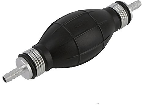 flexzon 10mm Rubber Fuel Primer Bulb Pump Diesel Petrol Inline Non Return Alloy Ends