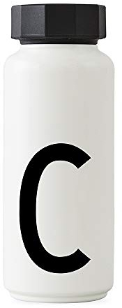 Design Letters Thermoflasche 500 Ml (A-Z) | Ideal für Trinkflasche Kinder, Trinkflasche Schule, Fahrrad & Sport | Weiß Thermoflasche | BPA/BPS Frei, Auslaufsicher & Spülmaschinenfest