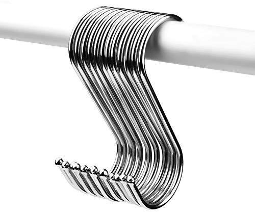 S Hooks, Morbuy Shaped Hooks Electroplating Steel 12 Pack Hanging Hook for Kitchenware Spoons Pans Pots Utensils Bags Towels Clothes Plants Gardening Tools Bathroom Office Etc (12PC Small Size)