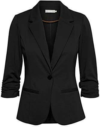 fransa FRZablazer Blazer court pour femme avec manches plissées stretch avec poches, Noir (60096), XL