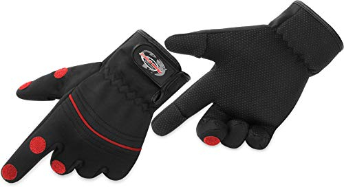 normani Wasser- und Winddichte Angel Handschuhe Winterhandschuhe Fishingsports Anglerhandschuhe 2,5 mm Titanium-Neopren Farbe Schwarz/Rot Größe M