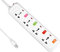 MS ASDF26 UK to USA Travel Extension Lead 4 Way Power Strip Universal Socket Plug With 1.8M Power Cord-White