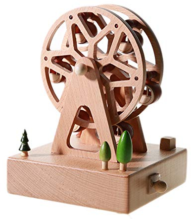Chonor Innovative Szene aus Holz Spieluhr, Premier Spieluhr Handkurbel Handwerk Reine Hand-klassischen Music Box Dekorationen Idee für Geburtstag Weihnachten - Riesenrad