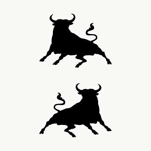 AUTODOMY Stier Springen Stier Spanisch Spanien Aufkleber 2 Stück | Spanischer Stier Aufkleber für Auto oder Motorrad (Schwarz)