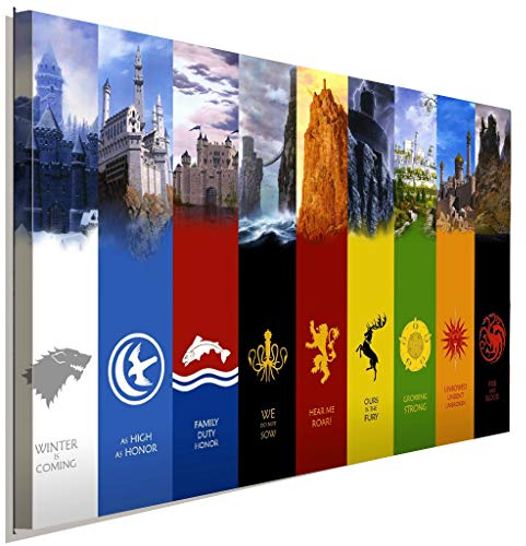 AK ART Game of Thrones GOT Häuser Leinwandbild Kunstdruck Wandbild Wanddeko XXL (60 x 40 cm)