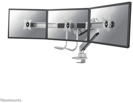 NeoMounts Full Motion DualDesk MNT - SIL at Screen Desk Mount, NM-D775DX3SILVER (at Screen Desk Mount, Clamp/Bolt-Through, 6 kg, 43.2 cm (17), 61 cm (24), 100 x 100 mm, Silver)