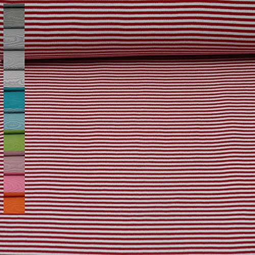 Ringelbündchen Stoff Andy von Swafing, Schlauchware, Streifen 3mm, rot/weiß (Länge am Stück: ab 25cm x Breite: 42cm/84cm)