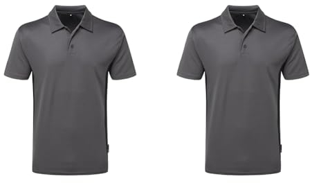 TuffStuff - Elite Polo Shirt for Work - Size XXL, Grey - 100% Polyester - Easy Care - Lightweight, Breathable & Moisture-Wicking with Contrast Panels - Versatile Work Wear