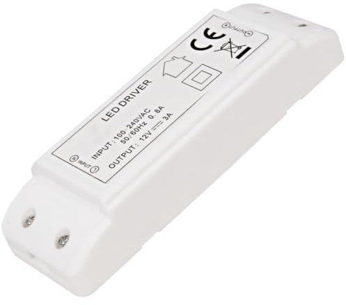 LED Transformator 36W Elektronisch Für LED Lampen oder Stripes Kurzschlussfest Leistungsbereich 1-36W inkl. AMP Verteiler 6-fach und 230V Zuleitung