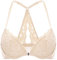 DOBREVA Damen Vorderverschluss BH mit Bügel Push Up Spitzen Neckholder BHS Racerback Tiefer Ausschnitt Gepolsterter Beige 90B