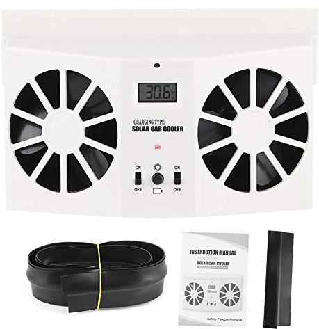 Dingln Voiture Solaire Powered Cooler Ventilateur Ventilateur D'échappement Radiateur De Refroidissement Blanc