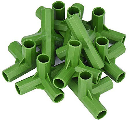 10 connettori a 3 vie/4 vie, 11 mm, per telai di serre, mobili, strutture da giardino, supporti per gabbie di frutta, telai, recinzioni, connettori per edifici (stile verde n. 3)