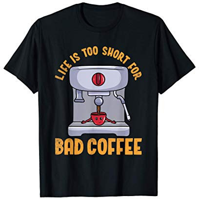 Machine à espresso et tasse amusantes pour les barmans et T-Shirt