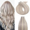 Silk-co Tape Extensions Echthaar 20stk, Haarverlängerung Tape in Extensions Echthaar, Remy Haarextension Kleber Skin Weft Tape Ins, 50g 60PGREY# Platinblond mix Grau 55cm