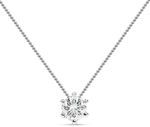 MIORE Schmuck Damen 0.20 Ct Diamant Halskette mit Kettenanhänger Solitär Diamant Brillant Kette aus Weißgold- Gelbgold 14 Karat- 585 Gold