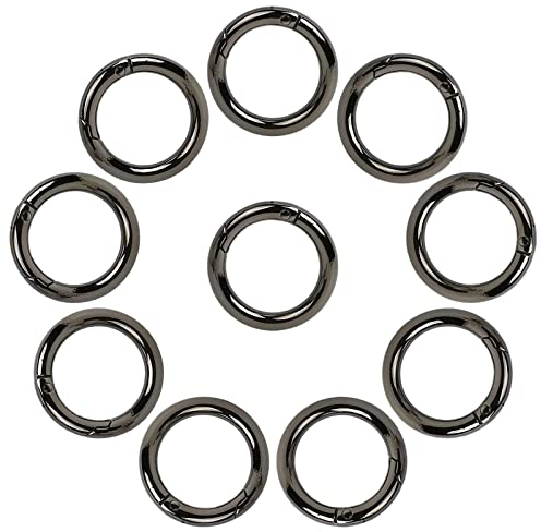 Runde Karabiner,THETAG 10 Stück 25mm Karabiner Ring Zinklegierung Runde Karabiner Für den Alltag am Rucksack oder am Schlüsselbund,DIY Handwerk Karabiner (Schwarz)