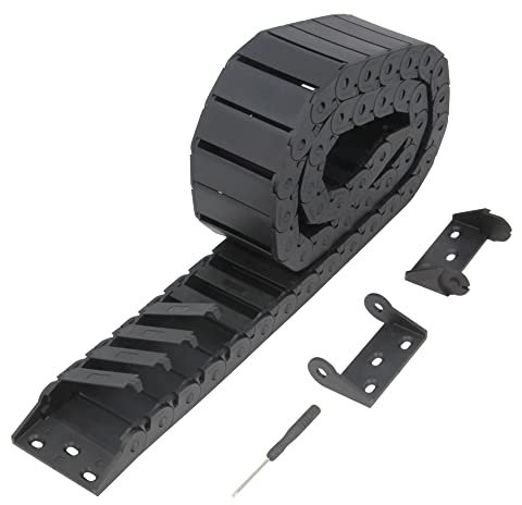 Zeberoxyz 15x50mm Drag Chain Length 1Meter Inside Open Type Black Plastic Flexible Cable Carrier R28 with 1Kit End Connectors for 3D Printer and CNC Machines (15mmx50mm-Inside Open)
