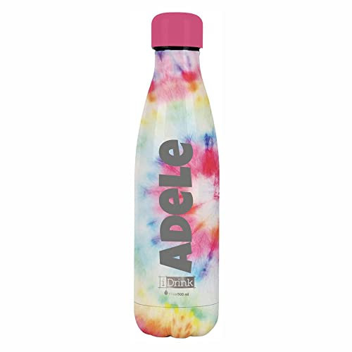 I-Drink Borraccia 500 ml Termica Acciaio Bottles IDRINK INCISIONE INCLUSA (500 ml) - Personalizzazione con testo a tua scelta (Tie Dye)