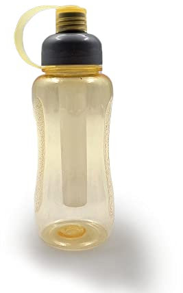 Sports Water Bottle with Ice Core – 700ml – Provides Ice-Cold Drinks – For Summer Evenings, Campings and Exercise (Yellow)