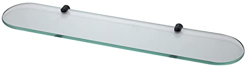 HomeHeng 60cm Glasregal Glasablage Duschregal Duschablage Glas 8mm Glasregal Bad Glas Ablage Dusche mit Glashalter Wandmontage Halterung Zylindrisch, E3307-60MB