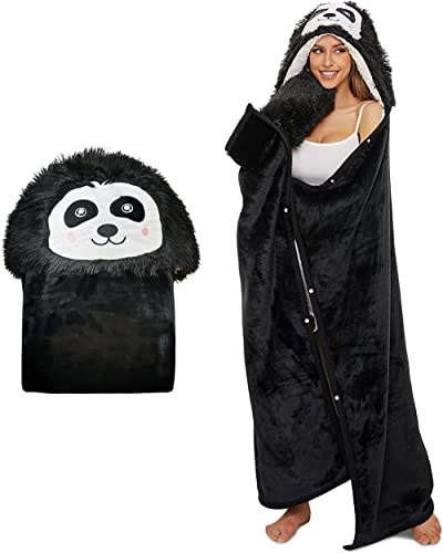 Nyescasa Kuscheldecke mit Kapuze und Ärmeln Flanell Tragbare Decke Sherpa TV-Decke Sofadecke Tagesdecke Fleecedecke Weich & Warm Wohndecke Winterdecke Cartoon Geschenk für Frauen Mädchen Kinder