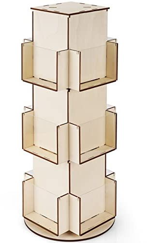 Whchiy Drehbarer Präsentationsständer Grußkarten-Präsentationsständer aus Holz für Handwerksmessen Kartenständer Rack (Holz)