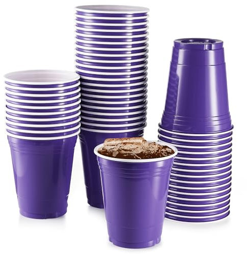 Purple Plastic Cups, [50 Pack] 16 Oz Party Cup Disposable Cup Big Birthday Party Cups