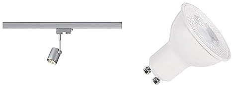 SLV BIMA | LED Strahler 3-Phasen, Dreh- und schwenkbarer Schienen-Strahler, Deckenstrahler, Deckenleuchte, Schienensystem|inkl. effizientem GU10 Leuchtmittel, 3000K, Neutralweiß, inkl. 3Phasen-Adapter