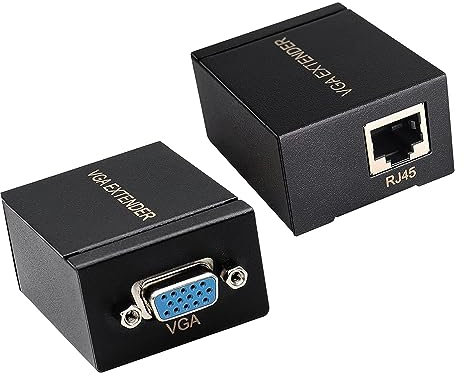 Adaptateur d'extension VGA, l'extension de signal VGA peut être étendue jusqu'à une portée de câble de 60 m/196 pieds dans un câble Ethernet VGA vers RJ45 sur Cat5e/Cat6 pour convertir le signal VGA