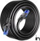 Cable Ethernet 50 Metros, Exterior Interior Largo Cable RJ45 Cat 6 Cable LAN, Alta Velocidad 23AWG Cable de Red 50m 250MHz, Gigabit Negro UTP Patch Cable Internet para Router Switch Módem (50 Clips)