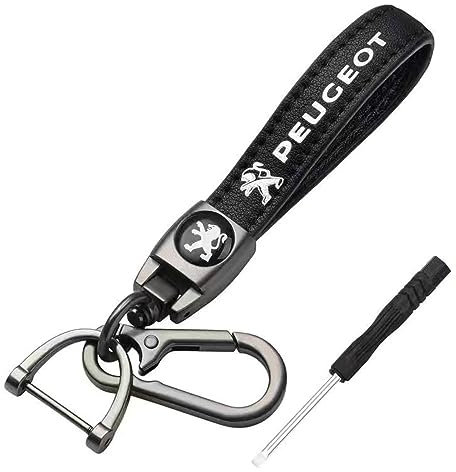 CoRser Voiture Cuir Porte-clés, pour Peugeot 307 CC 308 308 CC 406 407 Porte Clef, Auto Logo Porte-clés,Homme Femme Cadeau Mode Accessoires,A-S