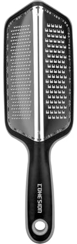 Cohesion Zester Grater Double-sided Graters for Kitchen - Kitchen Lemon Zester Tool for Cheese, Citrus, Garlic, Ginger, Nutmeg, Chocolate, Fruits, Vegetables with Sharp Premium Stainless Steel - Grey