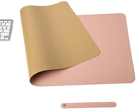 kyaoayo Schreibtischunterlage Große, Wasserdicht Mauspad Gute Qualität, rutschfest Schreibunterlage, Beidseitig nutzbare Mauspad, Unterlagenmatte,80x40cm Desk Mat für Homeoffice (Gold+Rosa, 80x40cm)