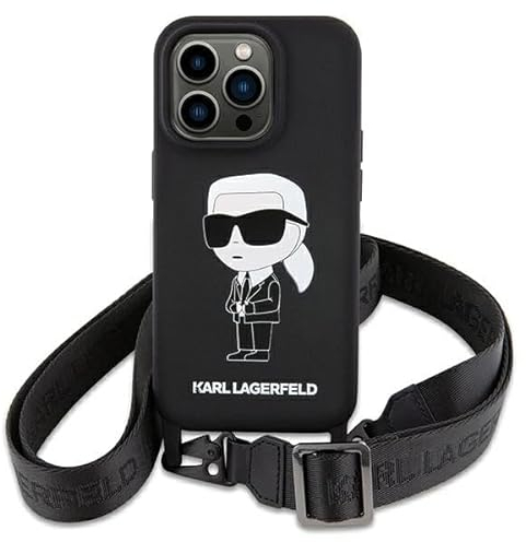 KARL LAGERFELD KLHCP15SSCBSKNK Hülle für iPhone 15 6.1 hardcase Schwarz Crossbody Silicone Ikonik