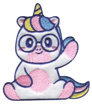 Catch the Patch Einhorn mit Brille - (Größe: 6 x 6,7 cm) – Patches, Bügelbilder, Aufbügler – zum Aufbügeln oder Aufnähen – Ideal für Kleidung, Rucksäcke