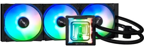 BitFenix Cube AIO ARGB CPU-Kühler, 360 mm, Intel LGA1700/AMD AM5 Ready, 39.7 cm x 36 cm x 33.33 cm, Desktop, Aluminium Kupfer Metall Kunststoff, 15 dB, 4-polig, 5.5E+3 rpm, 2.4 Watt, Schwarz