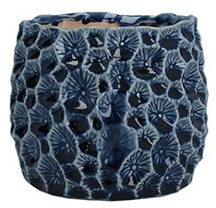 Gisela Graham Blue Crater Plant Pot - Small