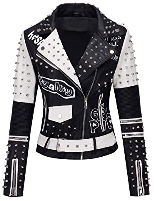 Geschallino Damen Kunstlederjacke Große Größen Kurze PU Moto Bikerjacke Übergangsjacke (XL-5XL)